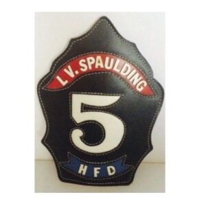 A black and white fire department sign with the number 5.